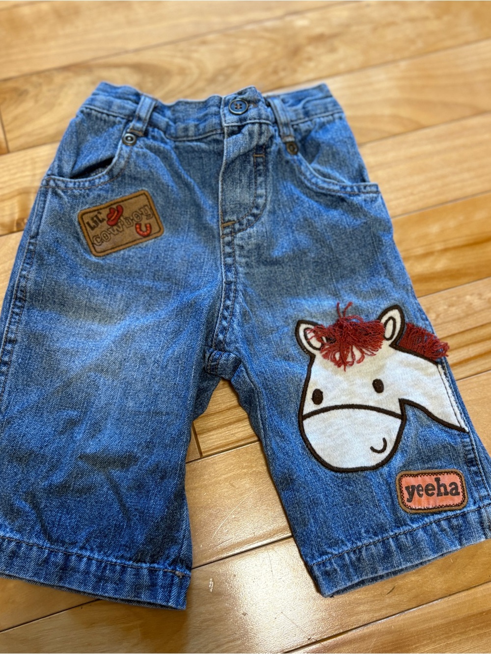 Vintage Koala Kids Cowboy Western Embroidered Patch Jeans Size 3-6m Baby Horse